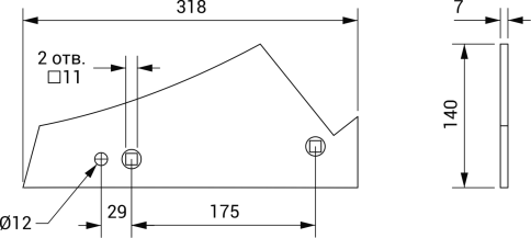 Грудь отвала РЗЗ.ПНЛ.01.401 (3 отверстия) фото 2