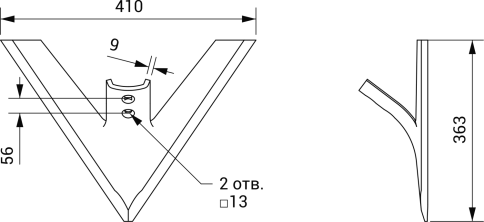 Лапа культиватора РЗЗ-КПЭ-3,8 (410мм) некраш. фото 2